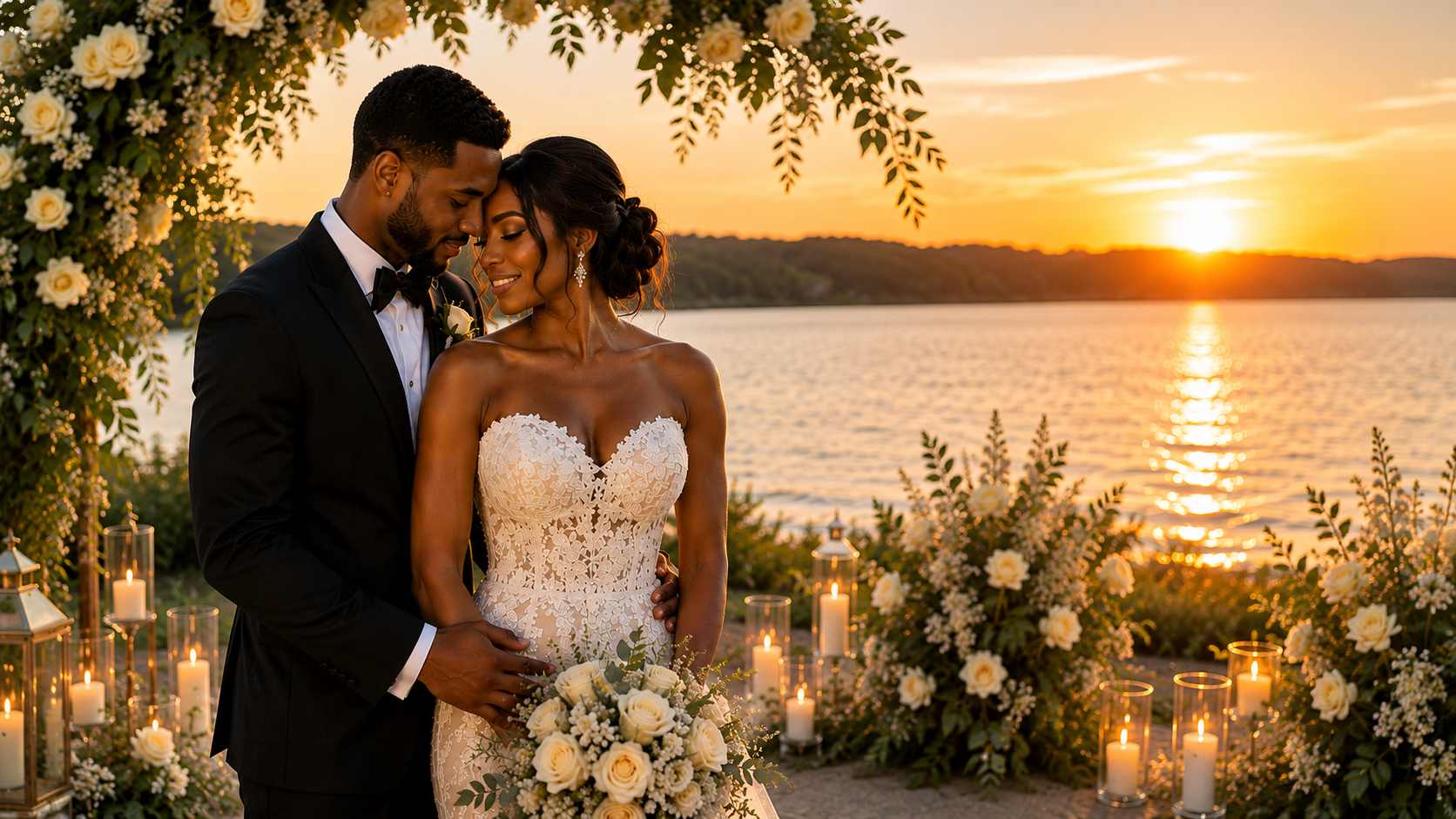 Couple celebrating their wedding