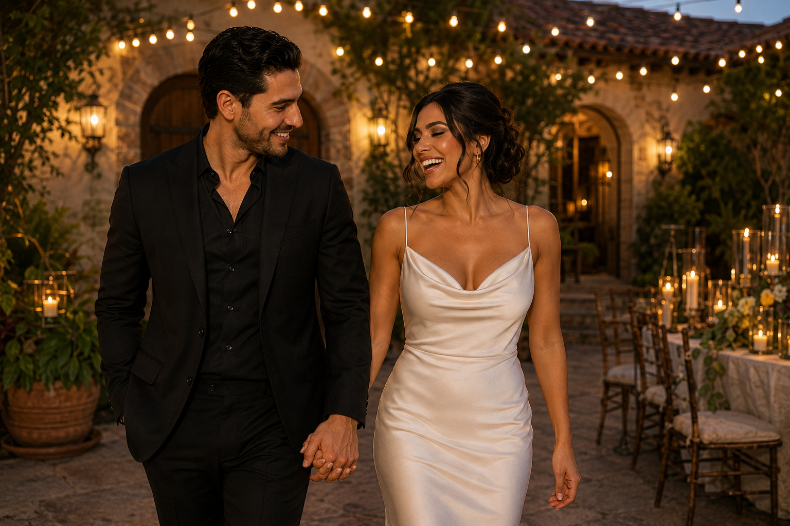 Couple celebrating their wedding